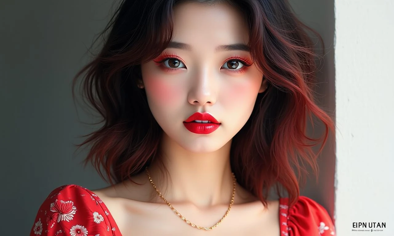 动漫写实港风美女，圆形脸带轻微下颌线