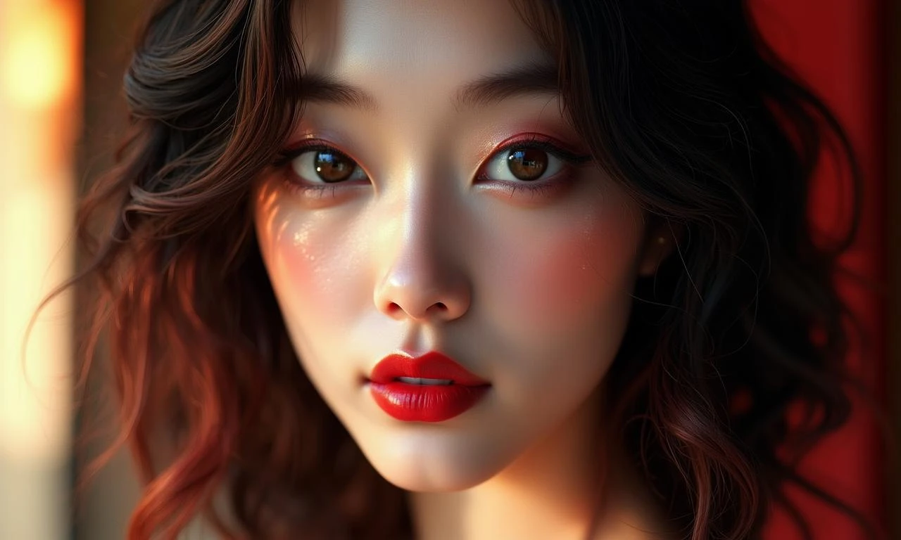 写实风格港风美女，25岁左右，圆形脸带轻微下颌线，杏眼圆润明亮