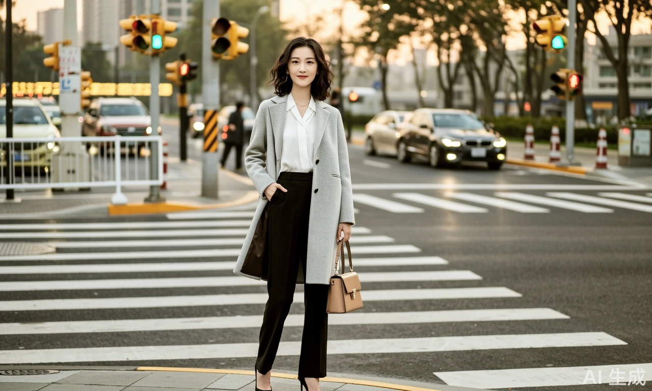 写实风格中国现代美女，26岁左右，远景全身构图，身形高挑纤细