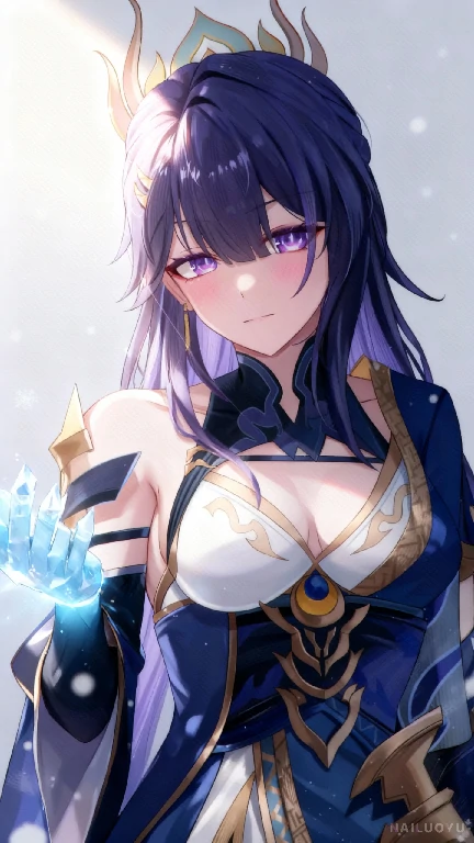 紫眸冰裳，少女掌心凝霜雪