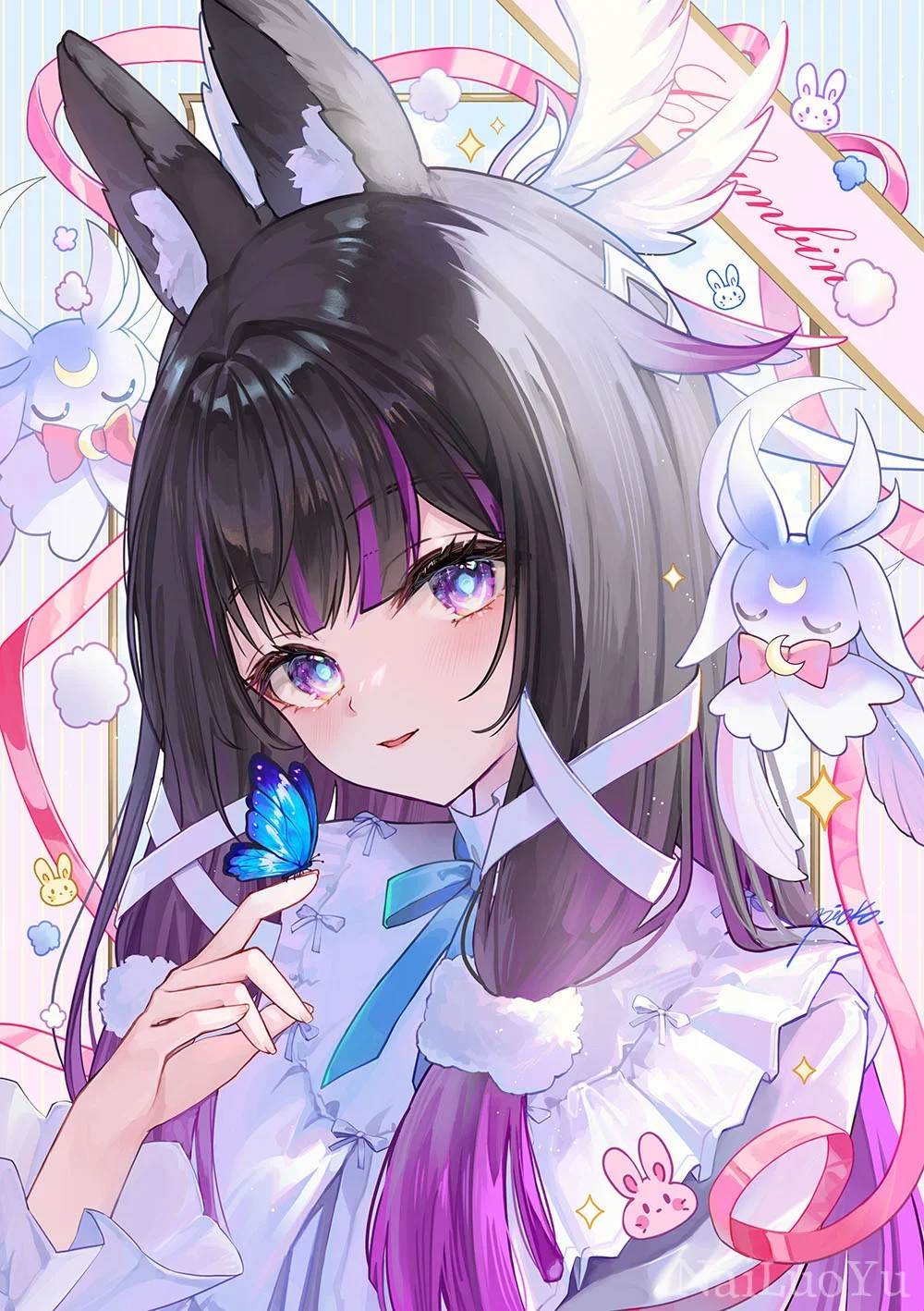 甜系兽耳美少女梦幻二次元手绘插画