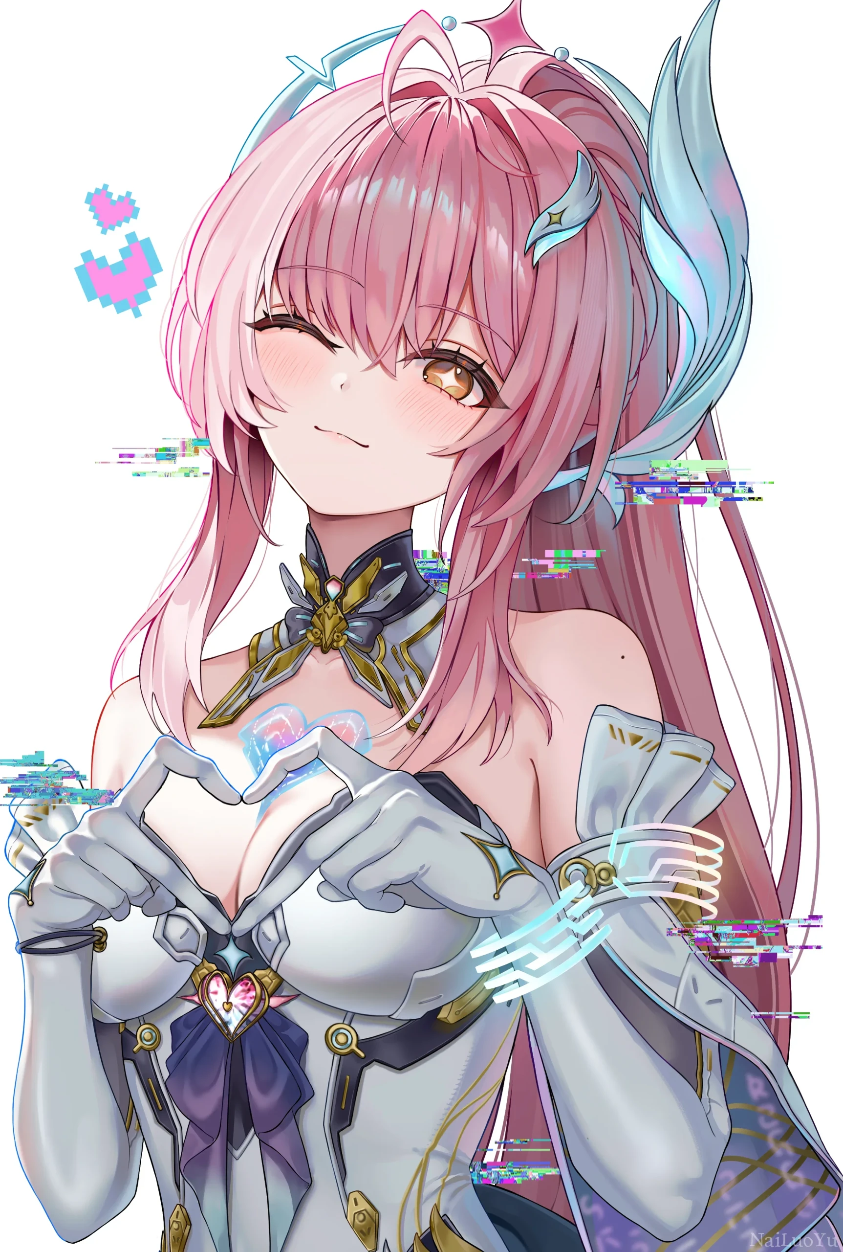 星穹铁道新形态三月七甜美比心插画