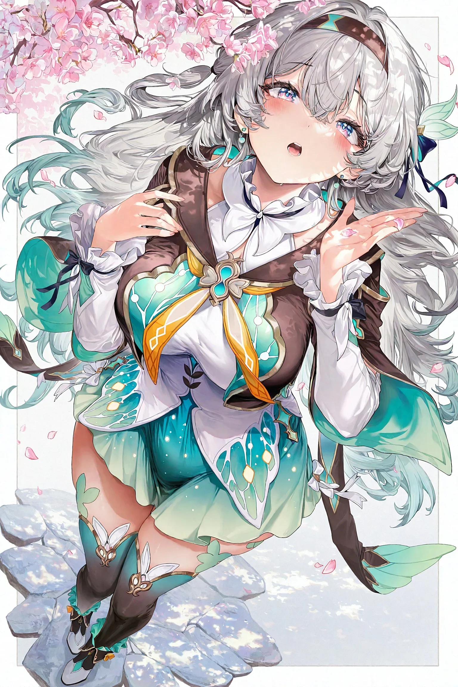 春日樱花下可爱流萤二次元精美同人插画