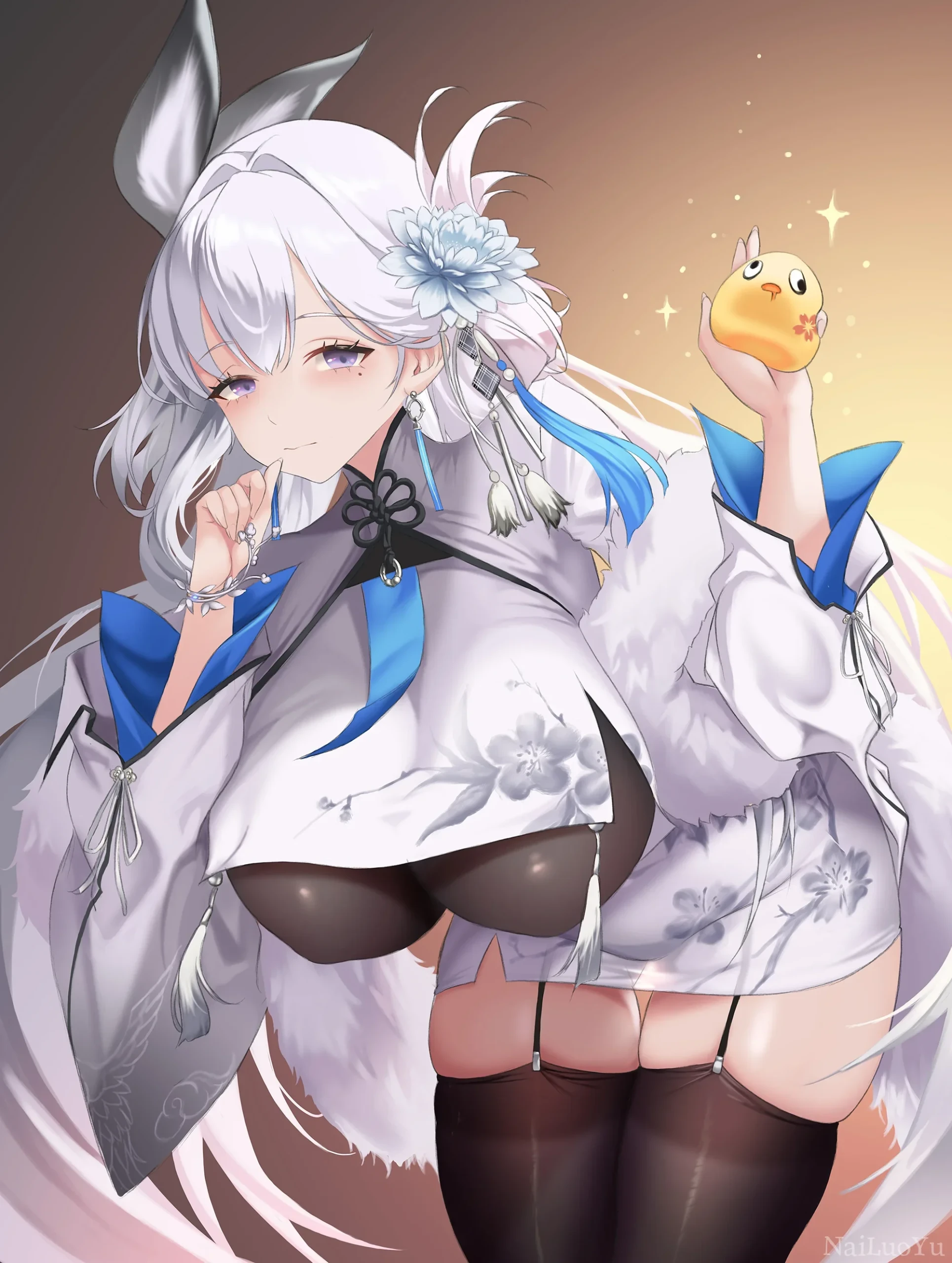 碧蓝航线信浓国风礼服二次元同人插画