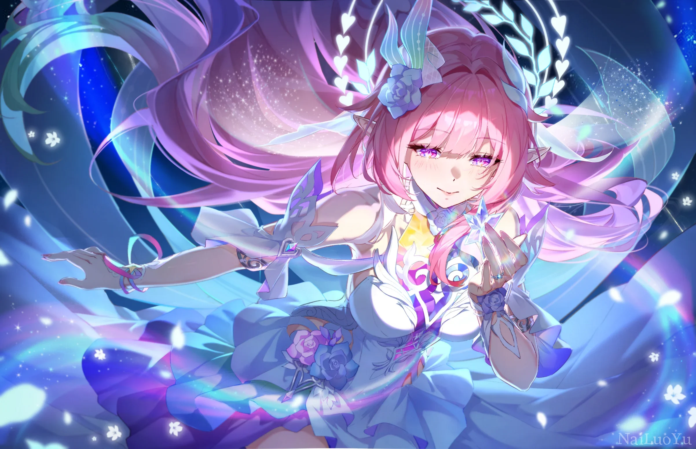梦幻星海间爱莉希雅唯美同人插画