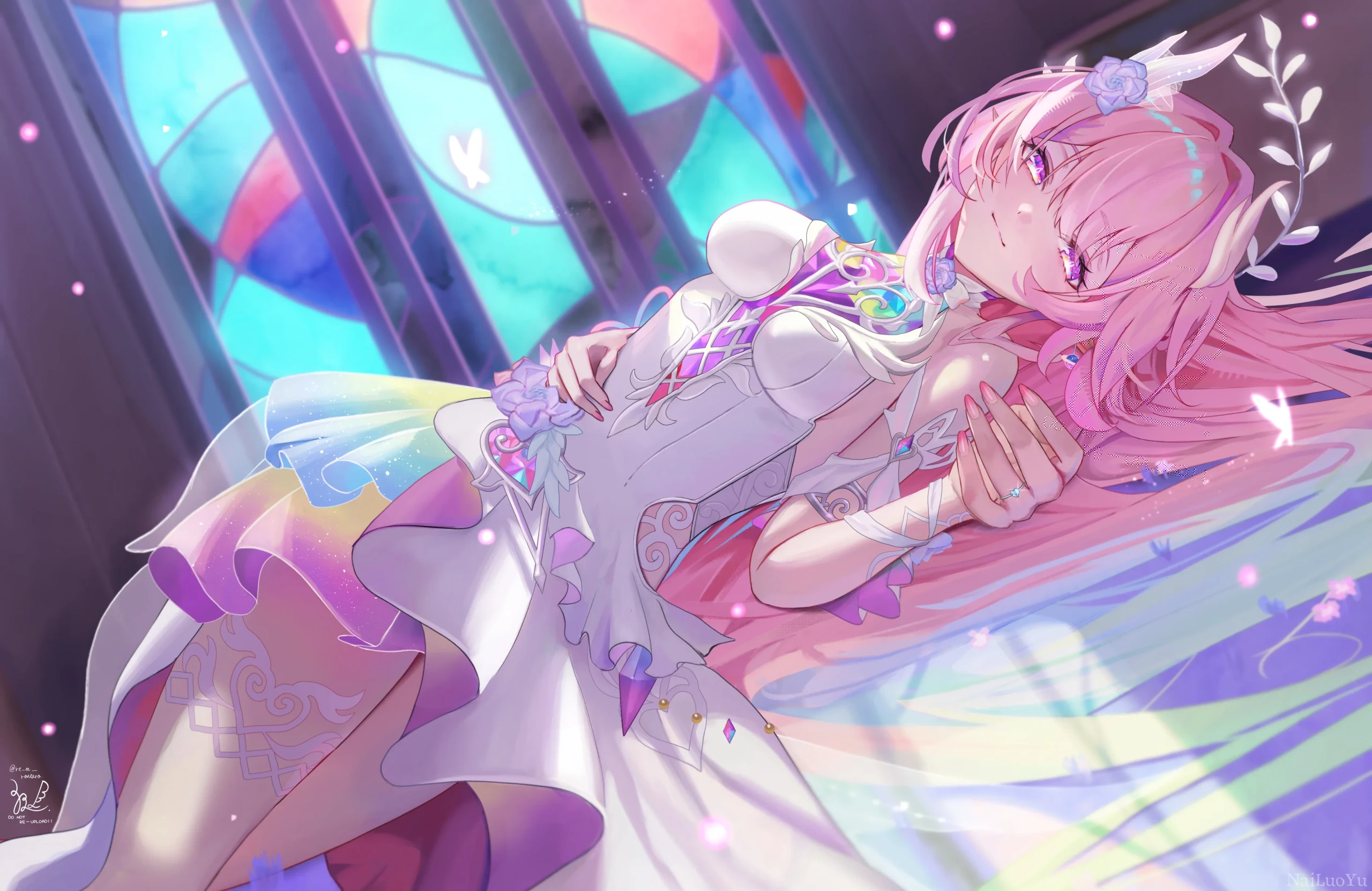 彩光映衬下的婚纱爱莉希雅同人插画