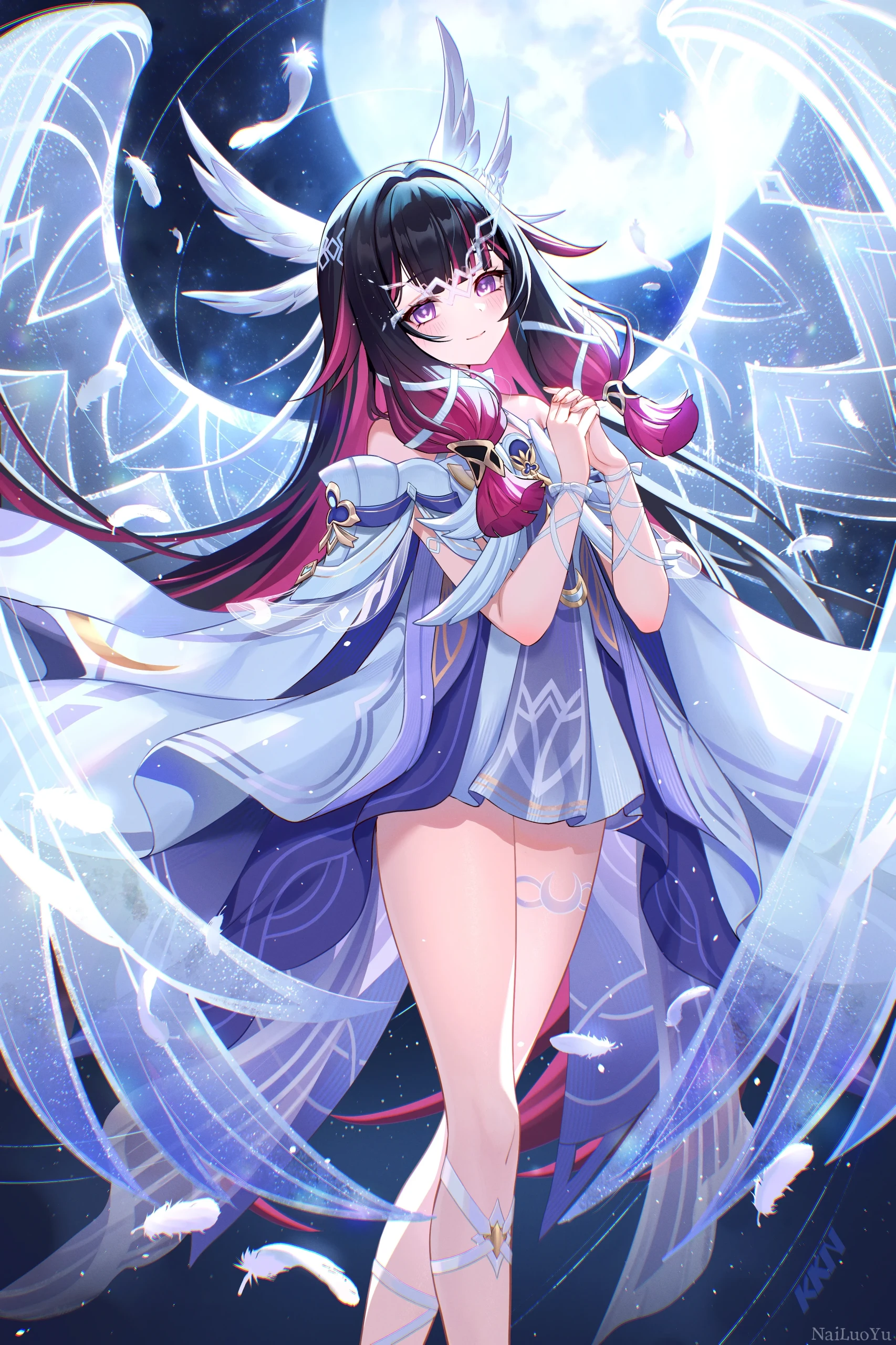 月夜下的白羽少女茜特菈莉二次元立绘