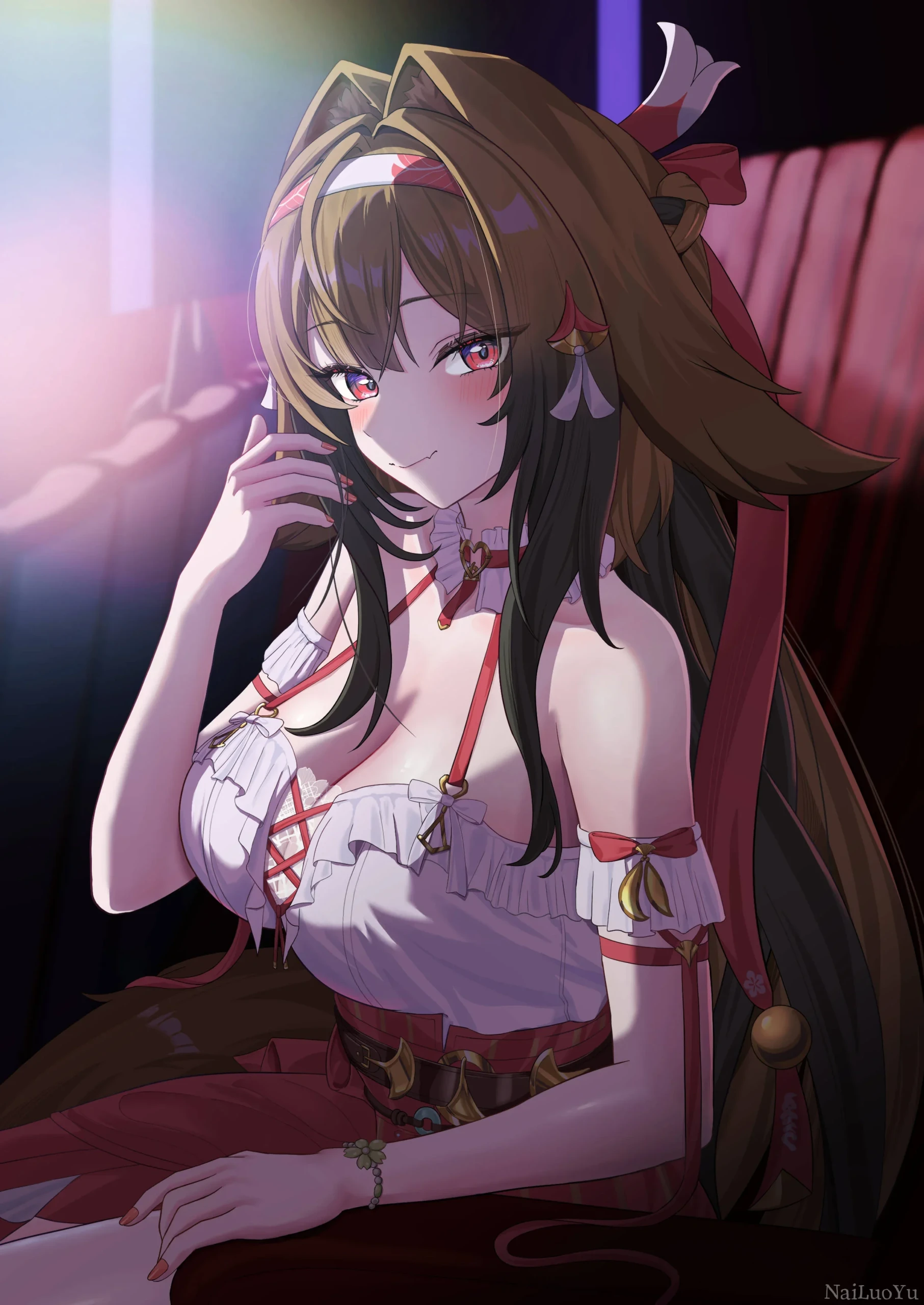 剧场柔光下浅笑的娇俏兽耳二次元少女
