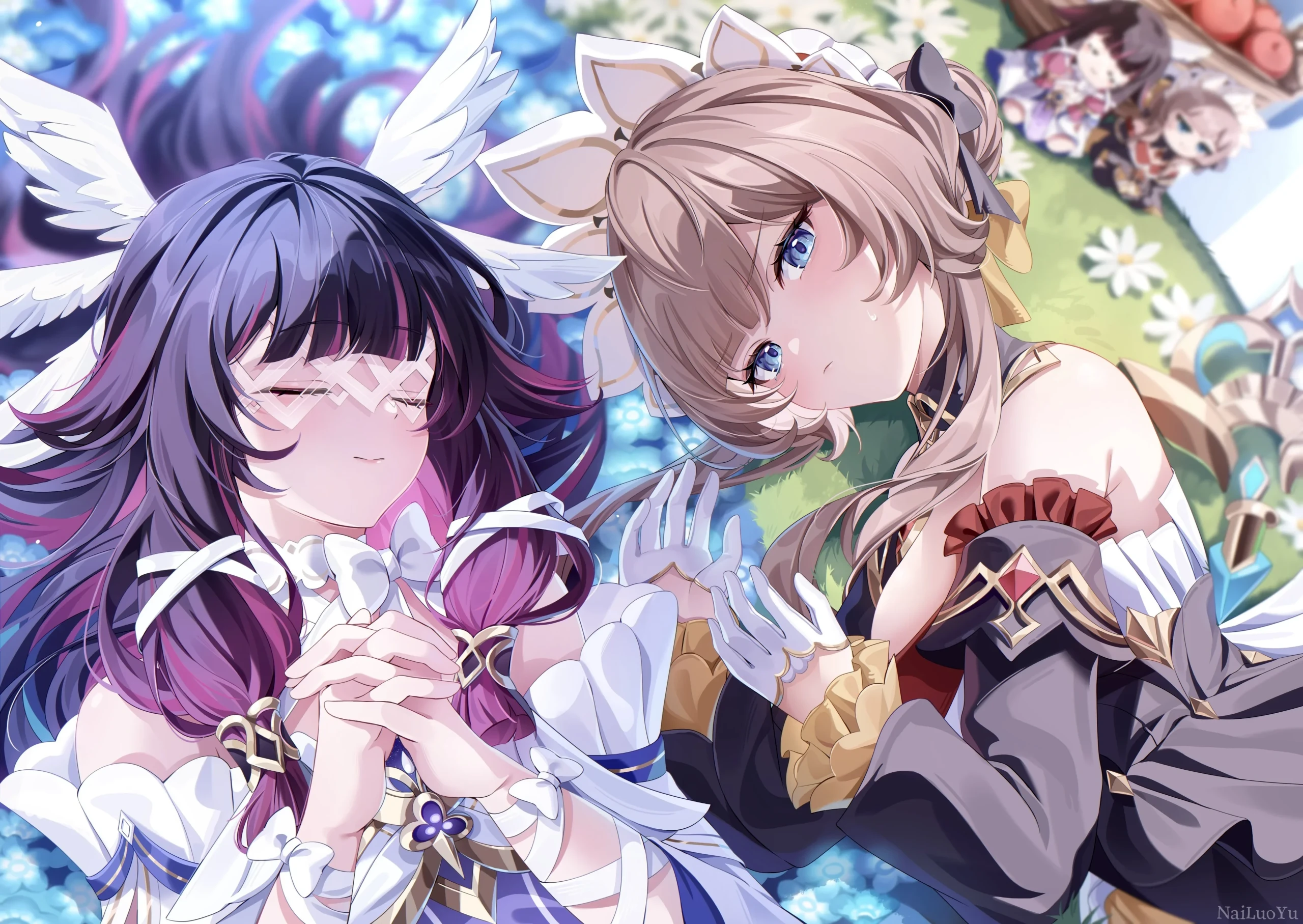 星穹铁道遐蝶与同伴花海温馨互动