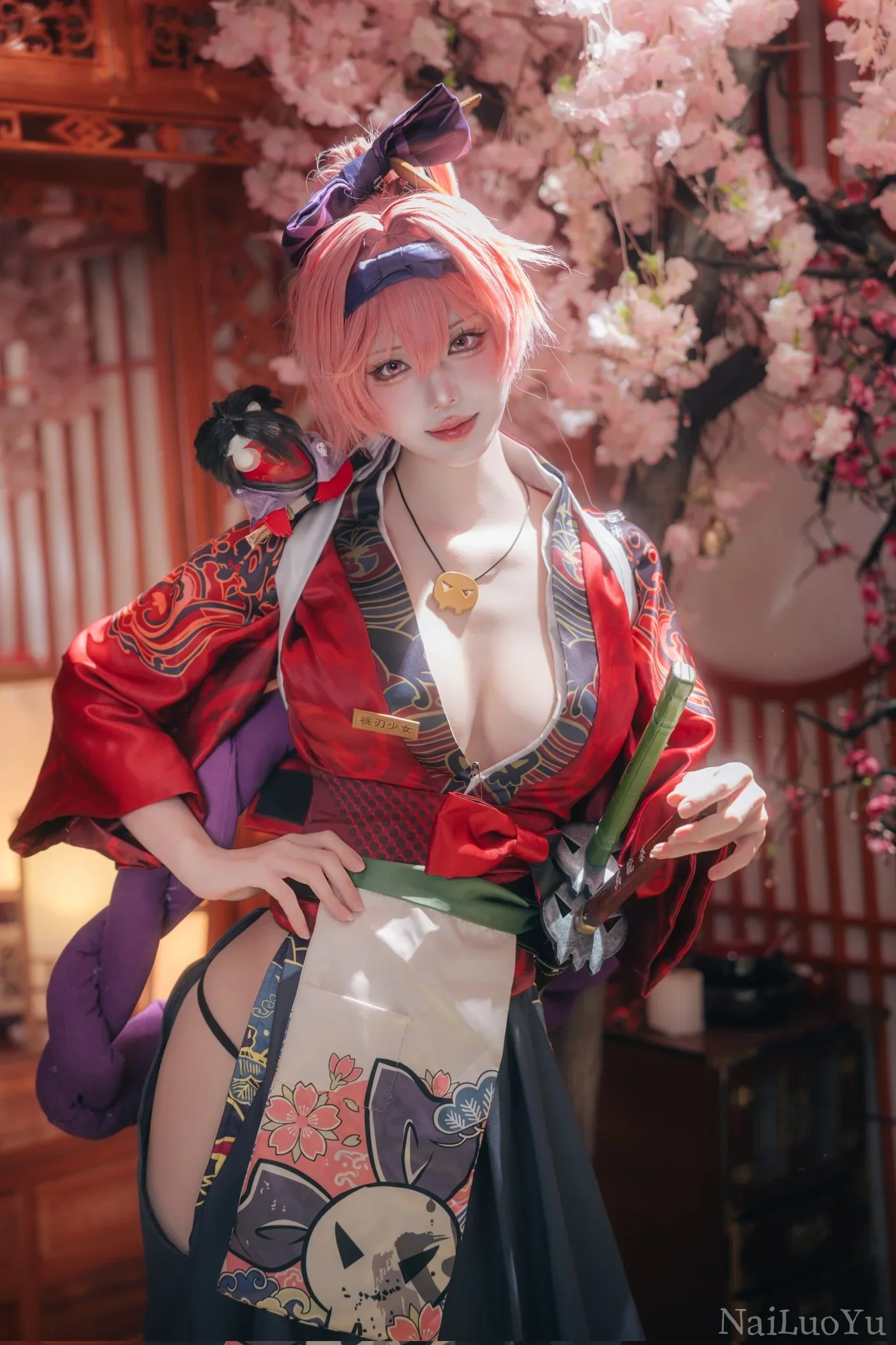 和风樱花场景宫本武藏COS美少女写真