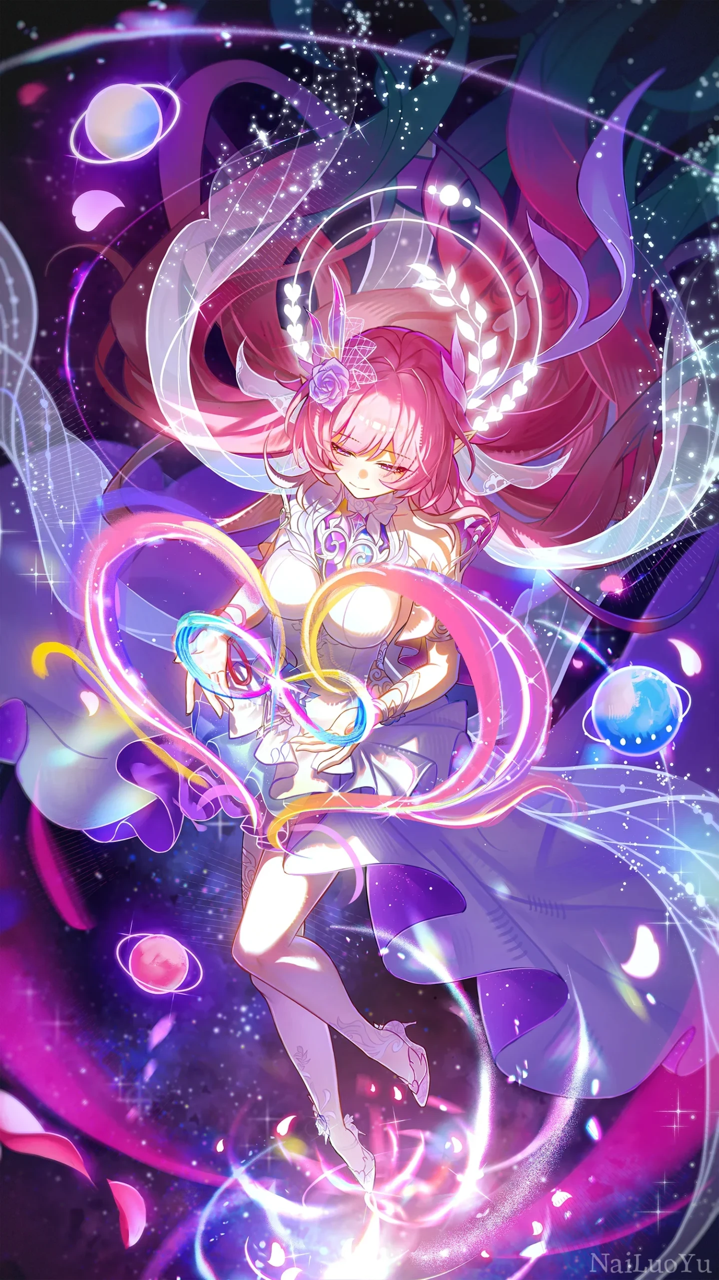 宇宙星海中的爱莉希雅唯美同人插画