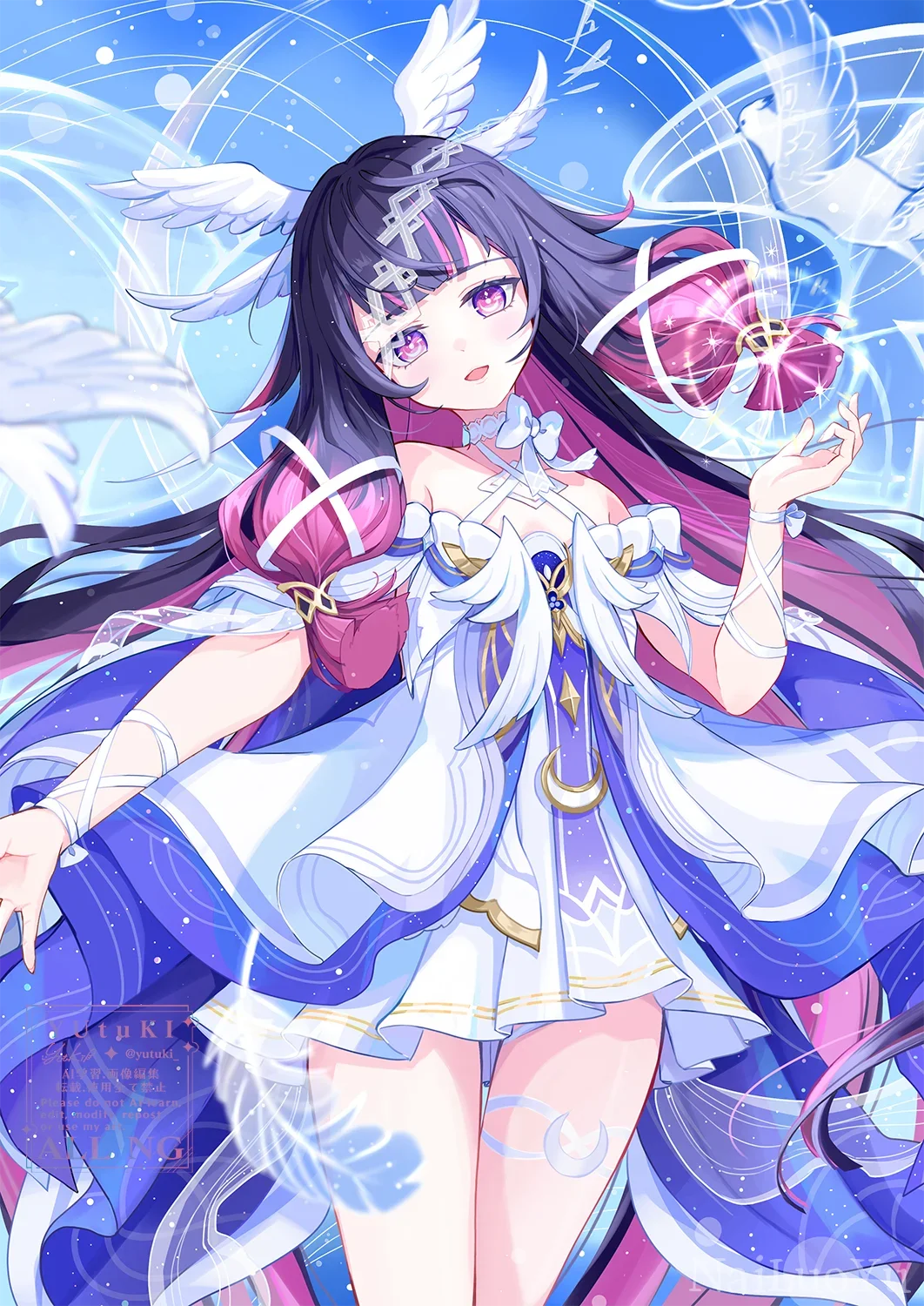 圣洁紫发天使少女二次元清新精美插画