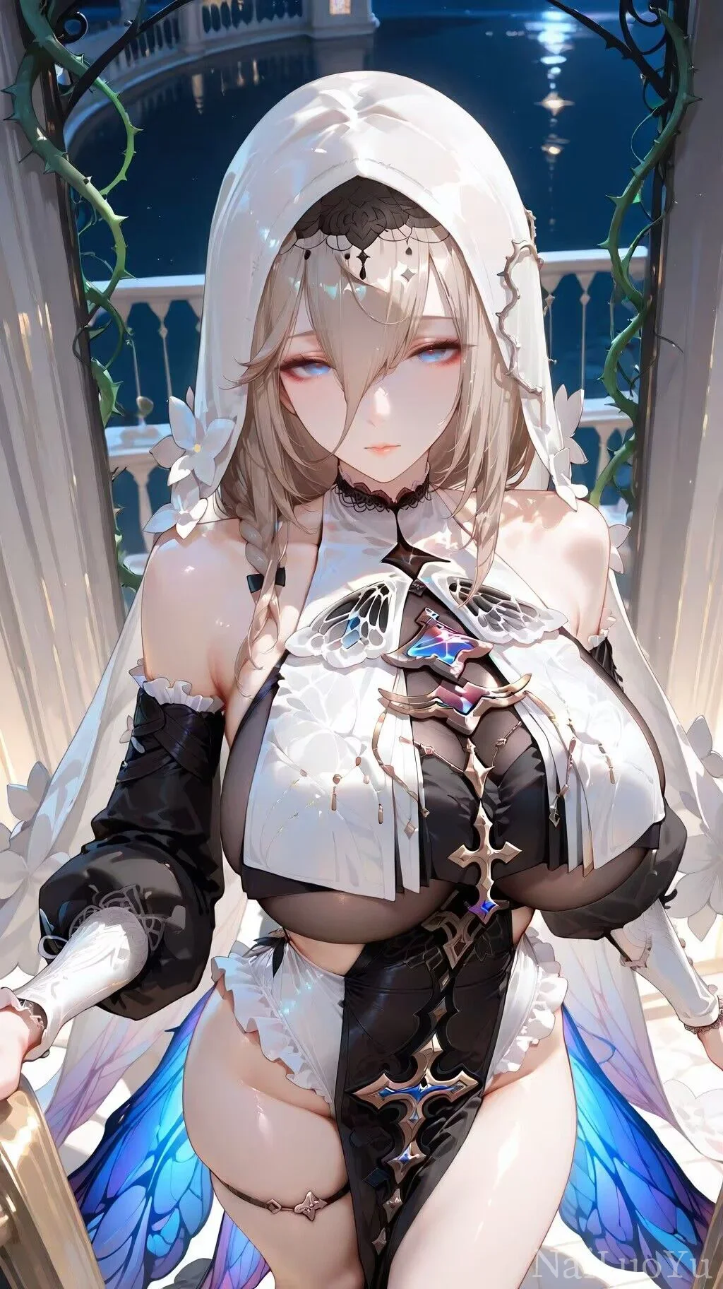 白发兜帽教廷风二次元美少女精美插画