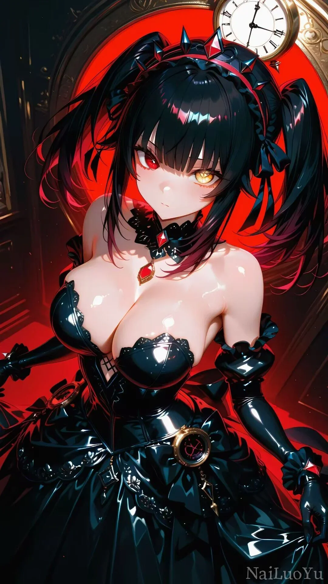 哥特风异瞳双马尾狂三同人二次元插画