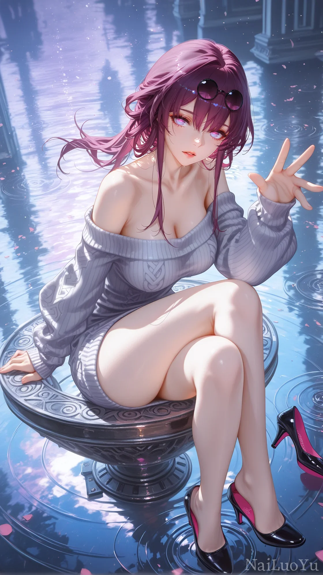 星穹铁道卡芙卡水畔甜酷风同人插画