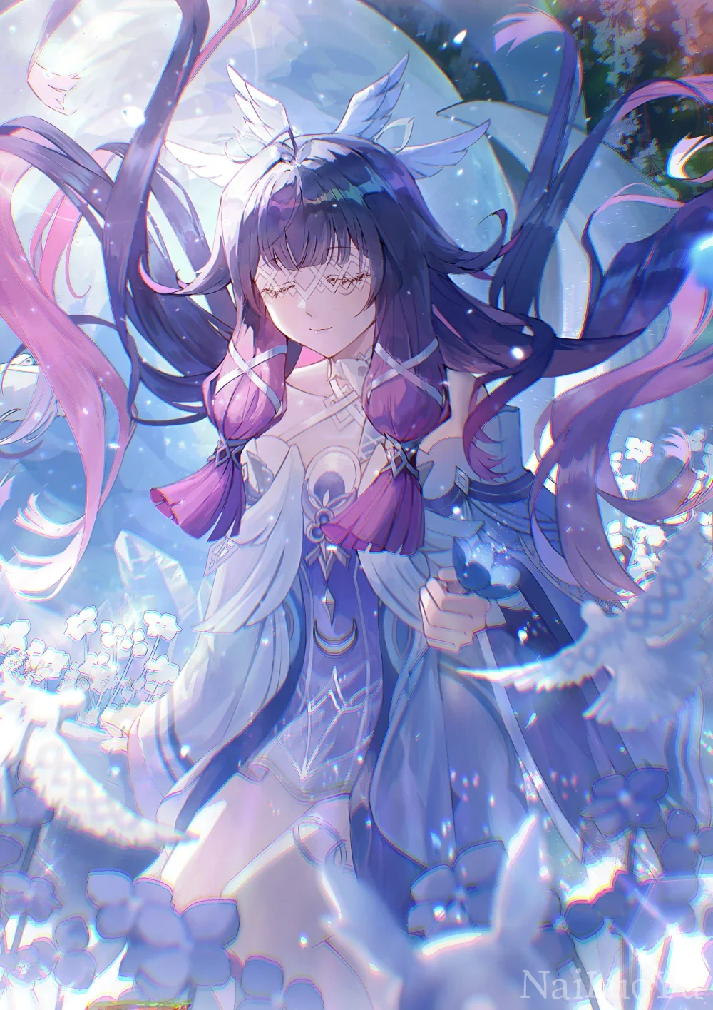 茜特菈莉同人 幻梦花海唯美氛围感插画