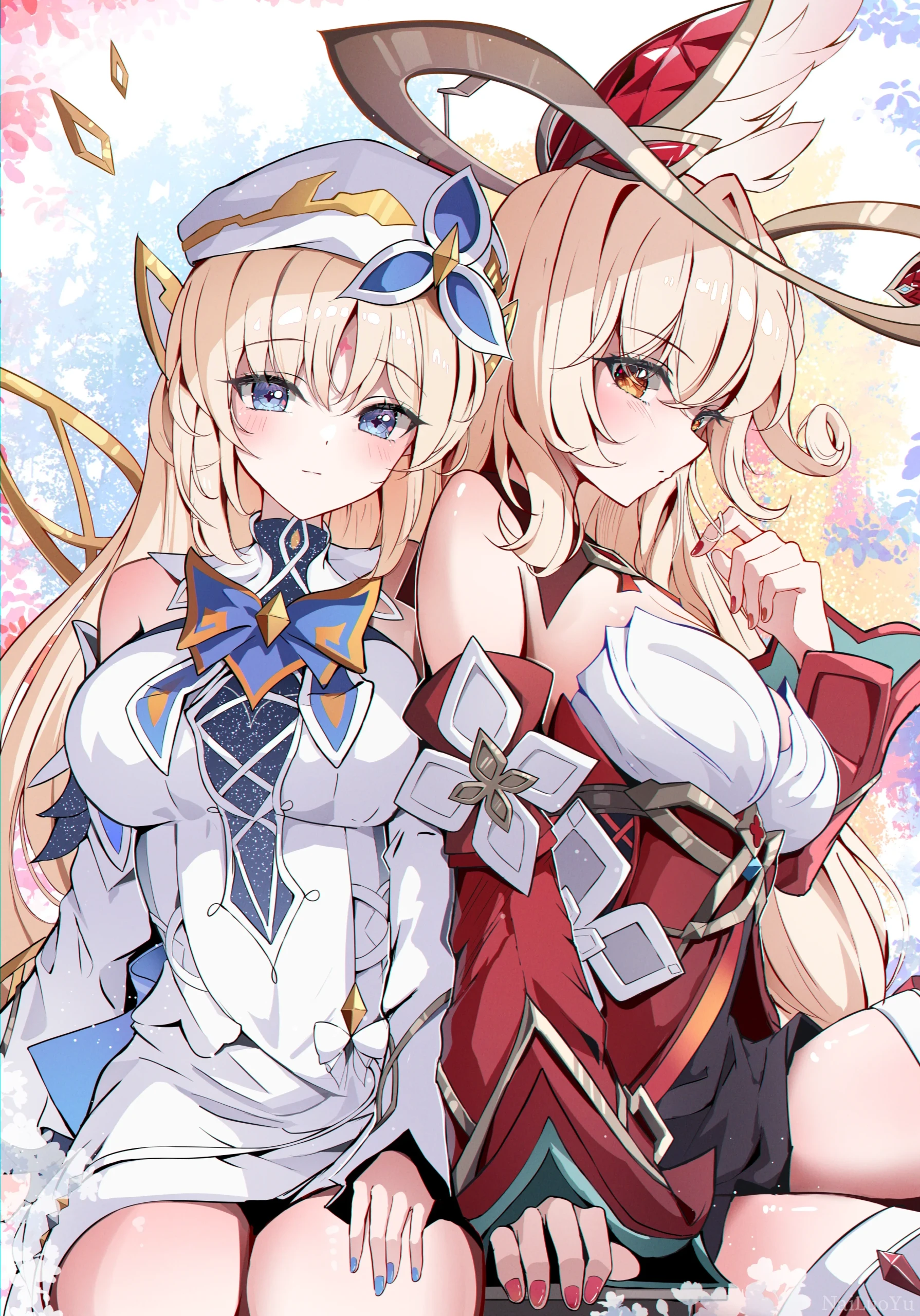 金发双生少女二次元唯美同人插画作品
