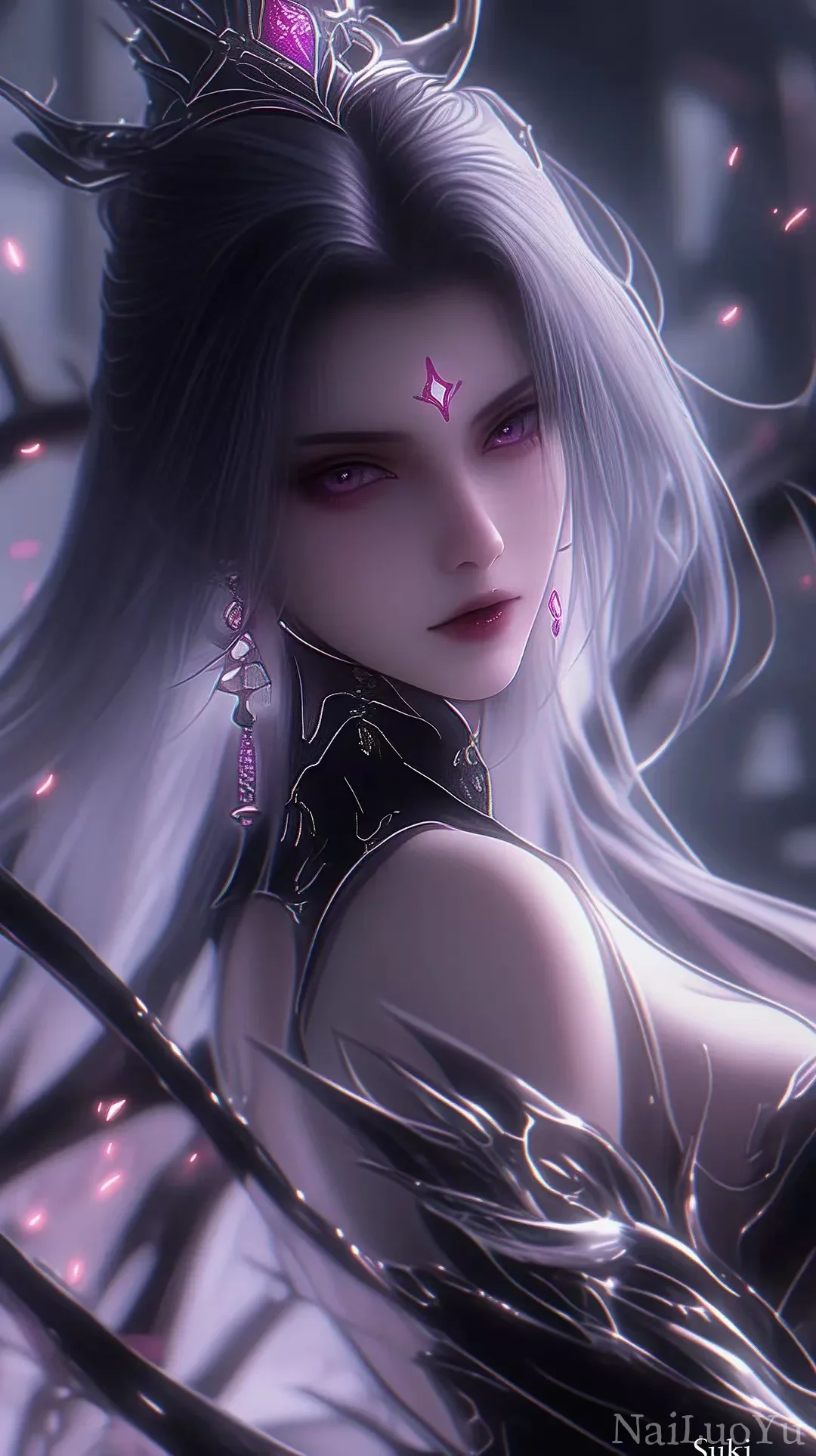 冷艳紫眸暗黑魔女 国风二次元精美插画