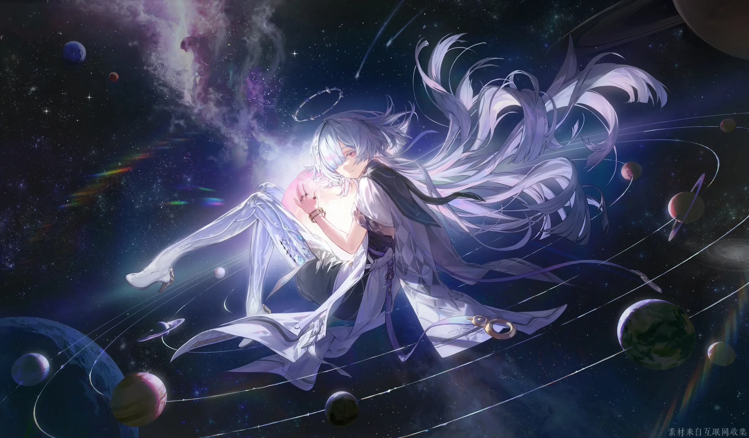 星环少女怀拥光团 漫游浩瀚无垠宇宙