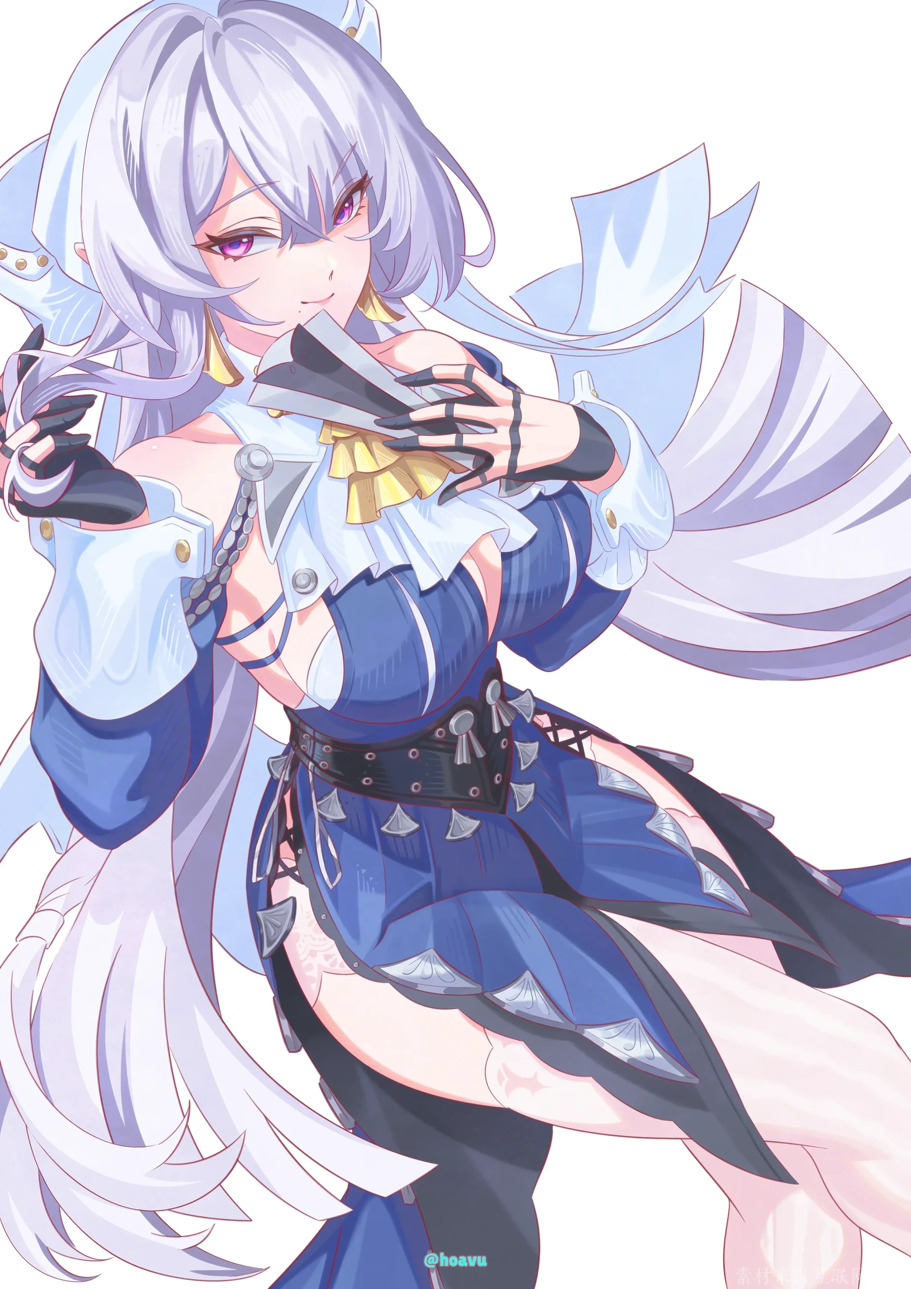 蓝白礼服知更鸟精美二次元同人插画