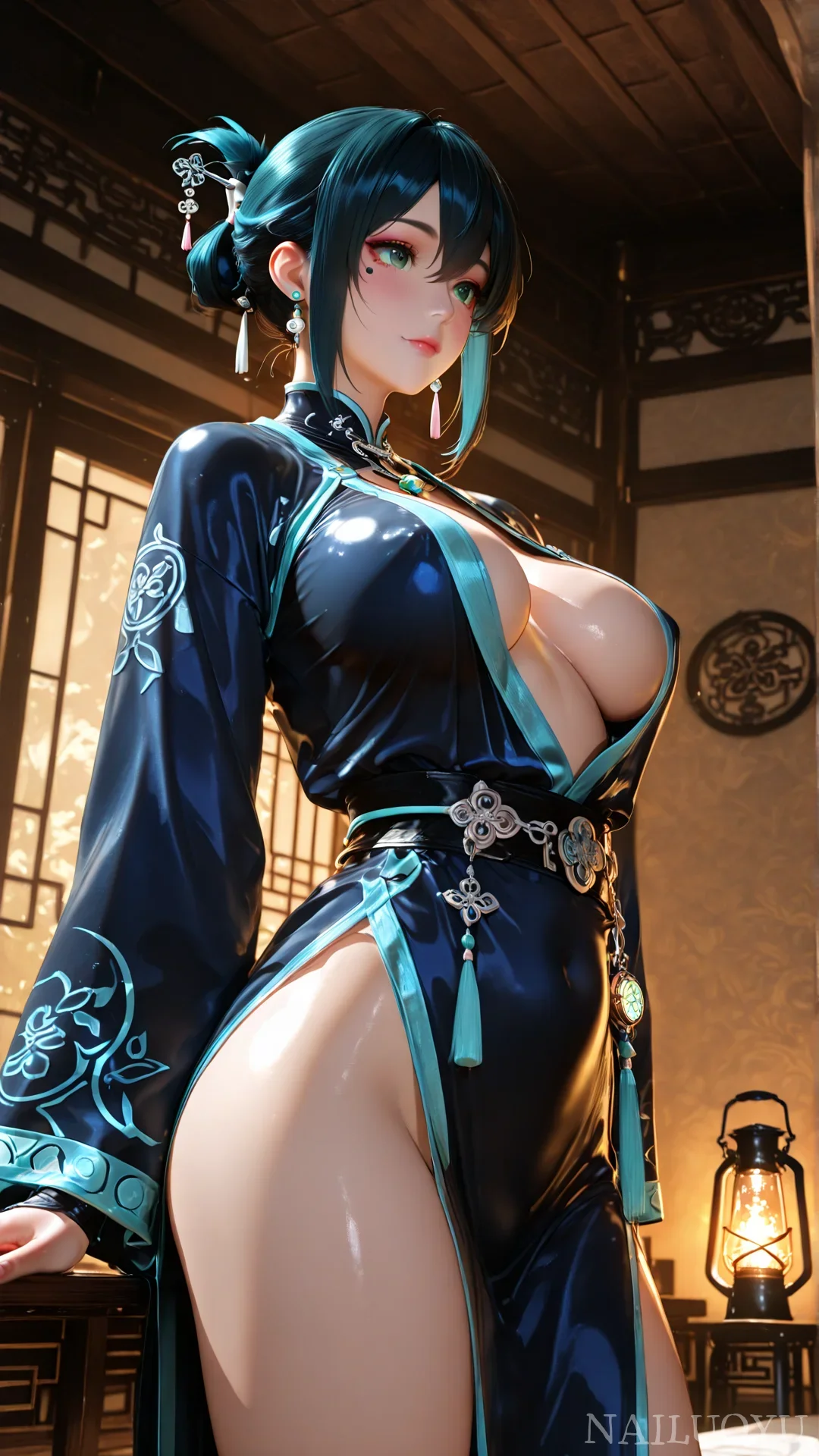 原神阮梅国风改良旗袍同人精美立绘